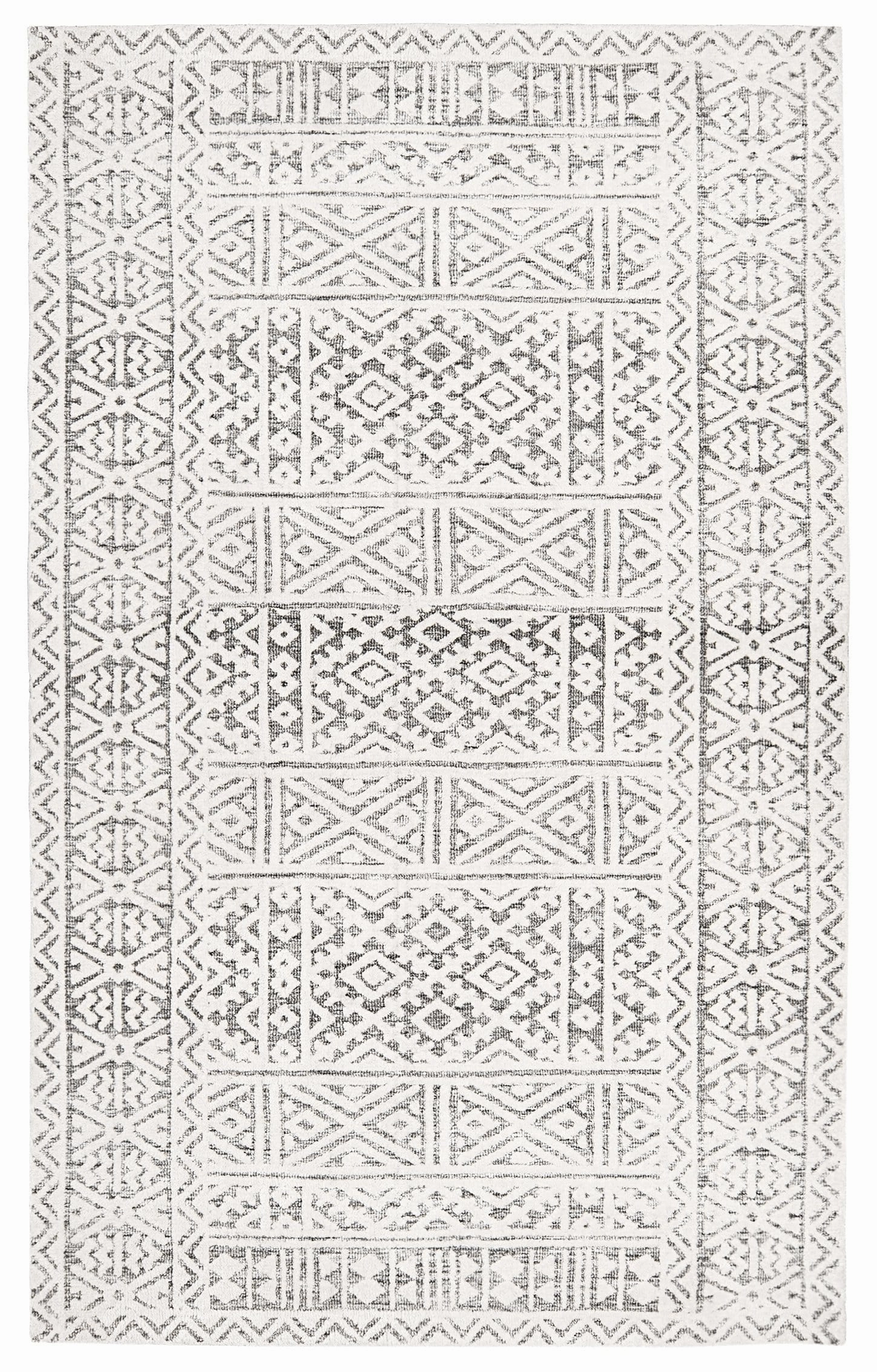 Tatiana Ivory and Grey Textured Tribal Rugmodern color block patchwork rug