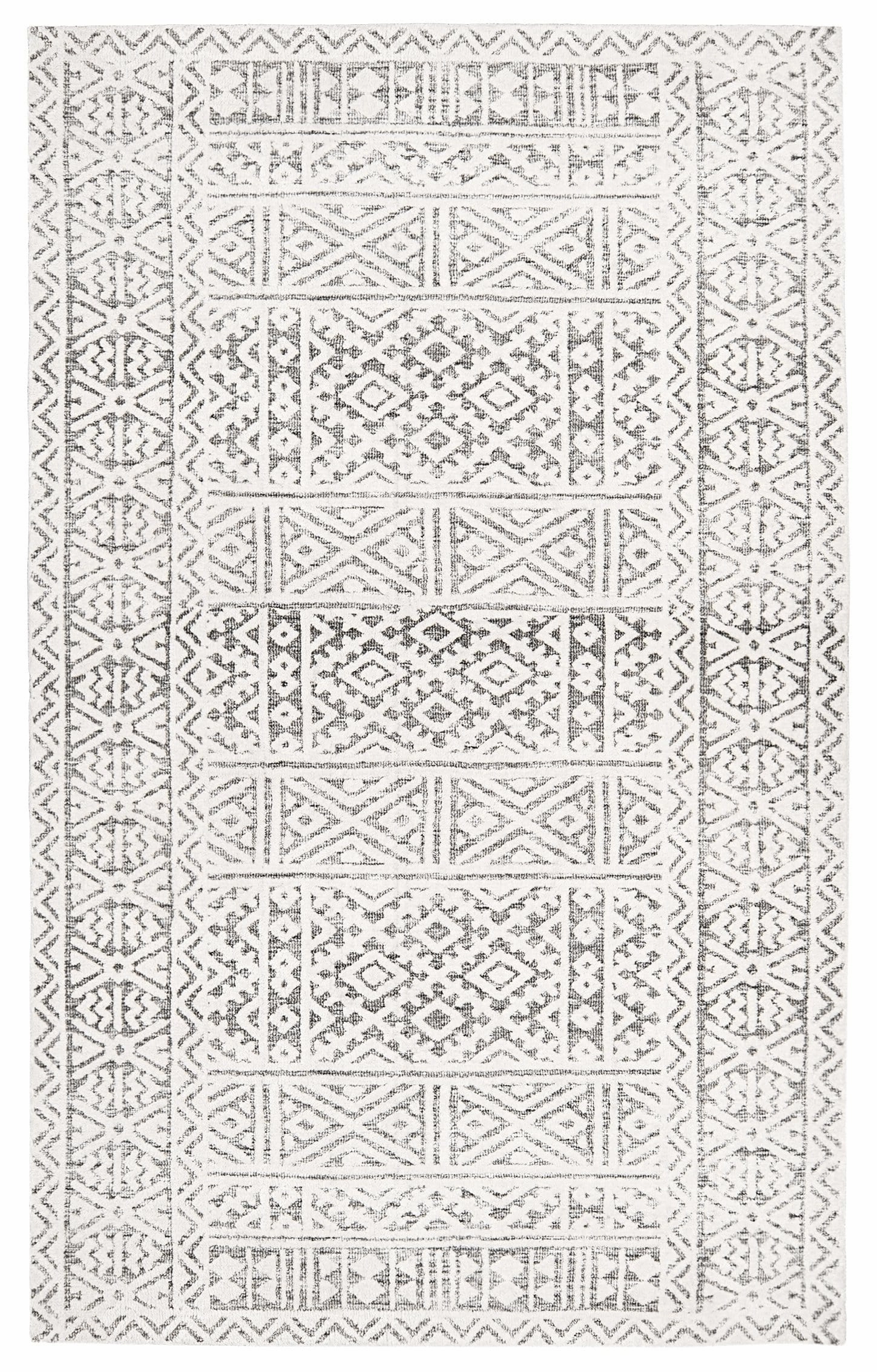 Tatiana Ivory and Grey Textured Tribal Rugmodern color block patchwork rug