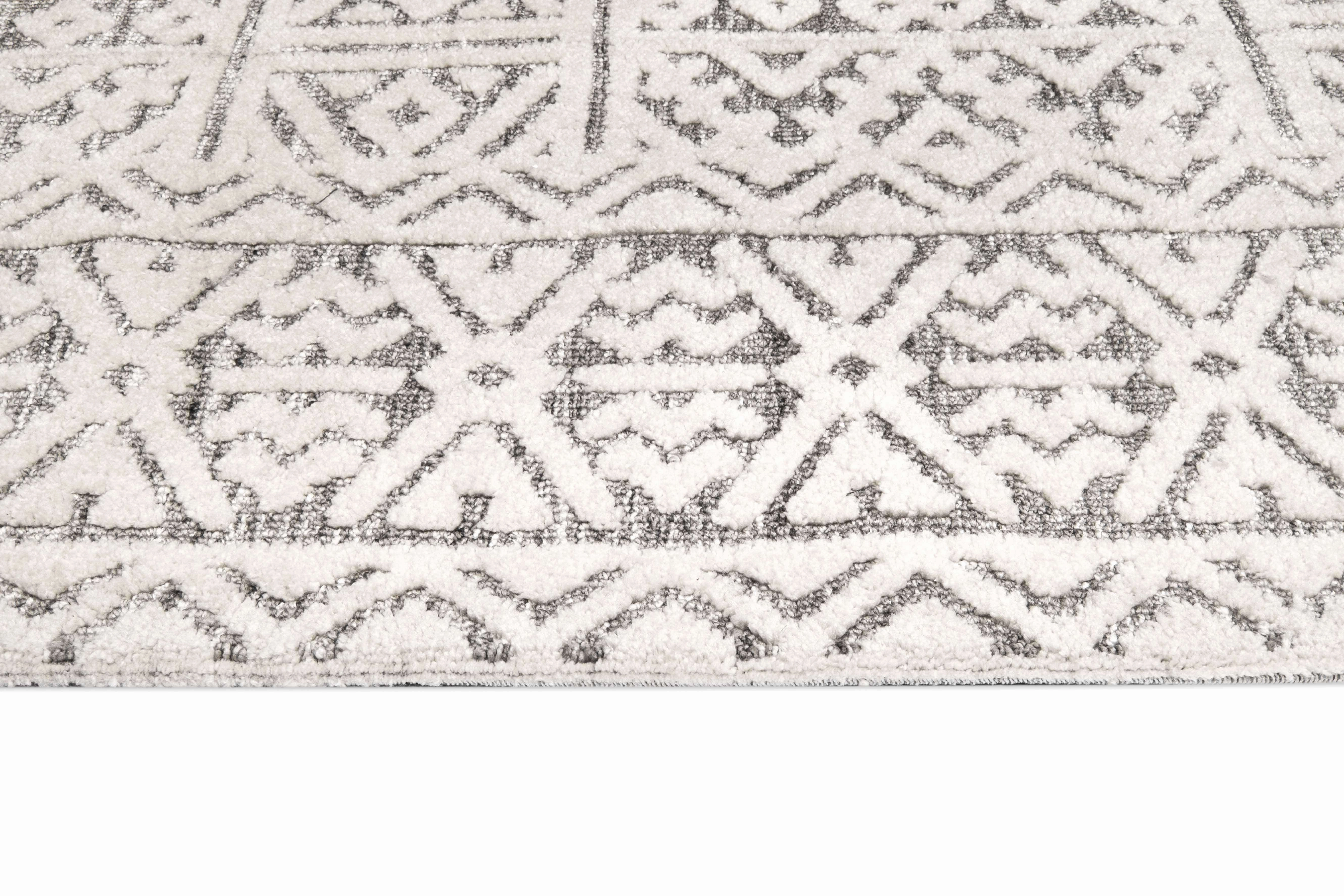 Tatiana Ivory and Grey Textured Tribal Rug