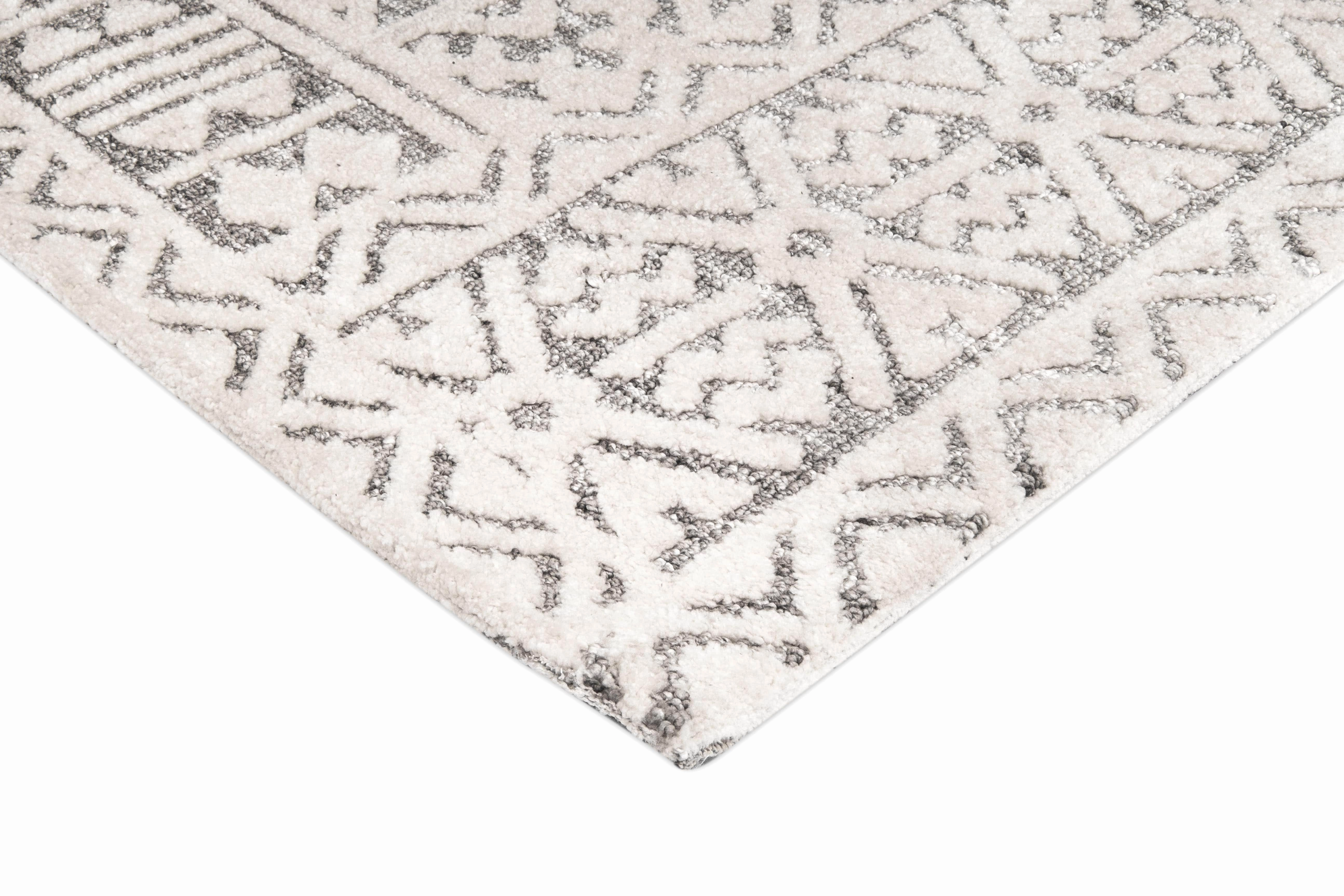 Tatiana Ivory and Grey Textured Tribal Rug