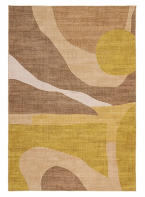 Tau Yellow and Beige Abstract Washable Rugmodern color block patchwork rug