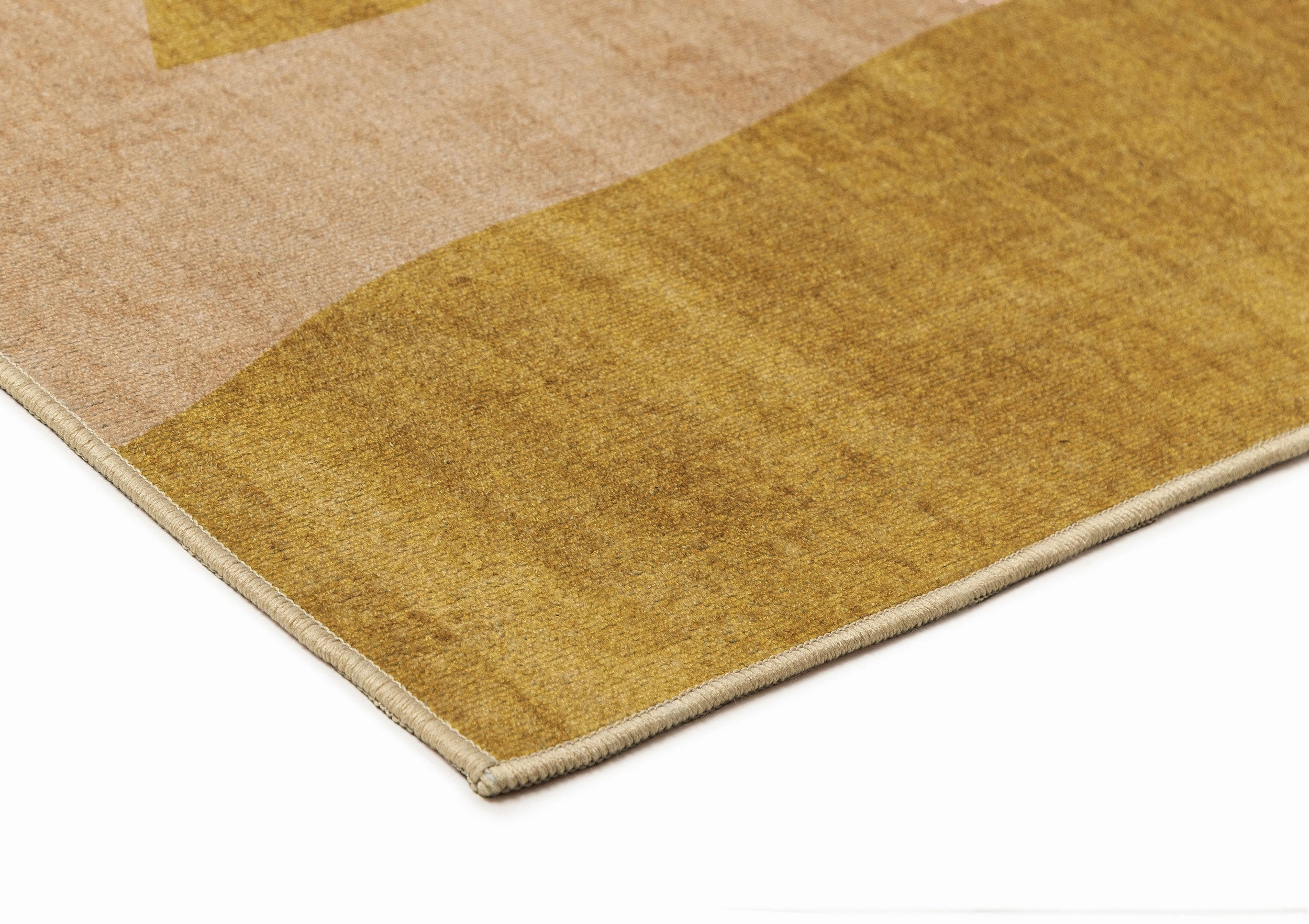 Tau Yellow and Beige Abstract Washable Rug