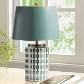 Teal Table Lamp With Gold Trimtable lamp,smart table lamp