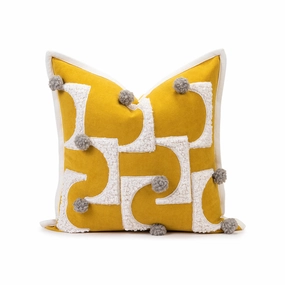 Textured Furry Yellow and Grey Throw Cushionhome decoration ,modern home decor 