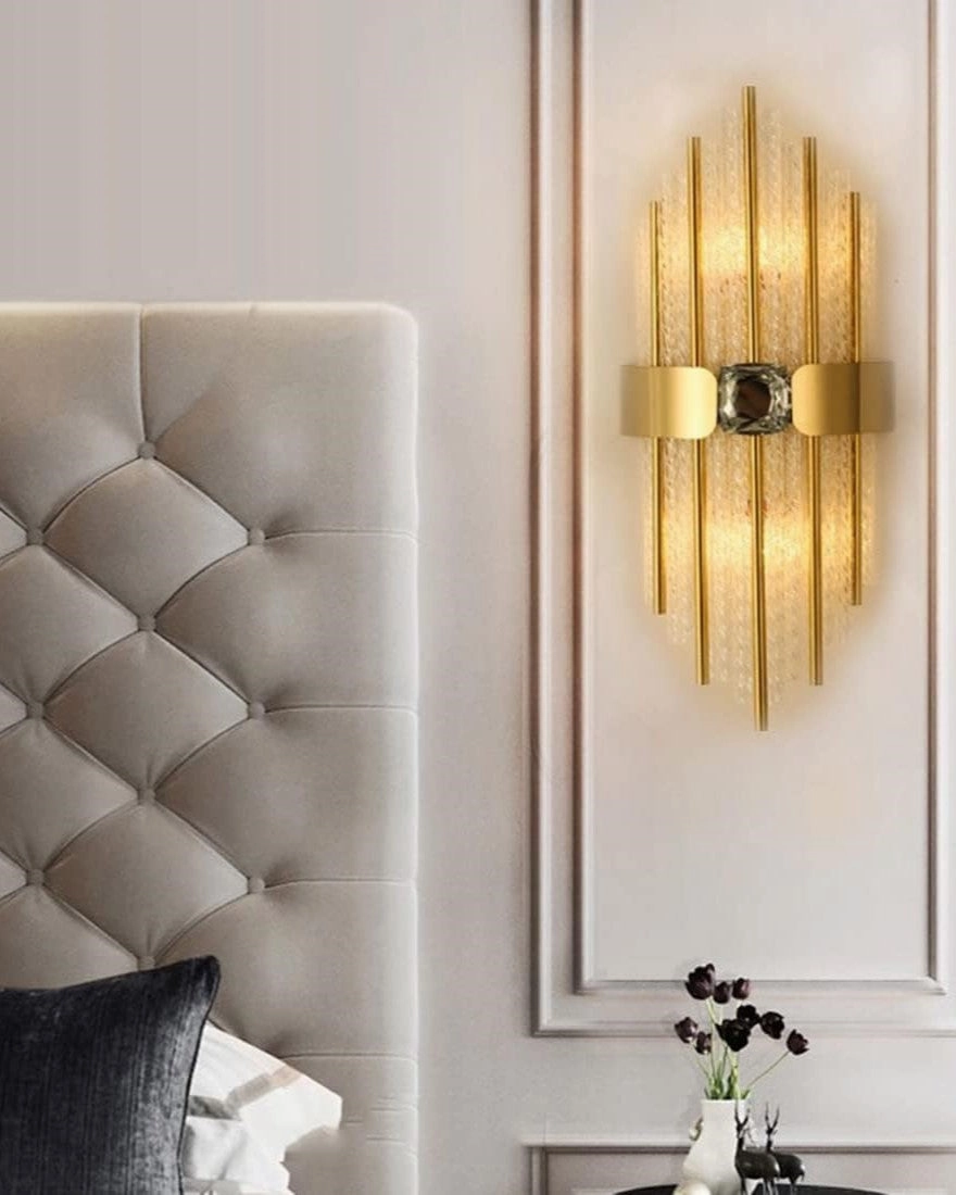 Textured Glass Gold Accent Wall Light - Gold