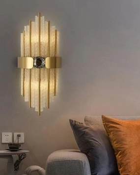 Textured Glass Gold Accent Wall Light - Goldmodern wall lamp,smart wall lamp