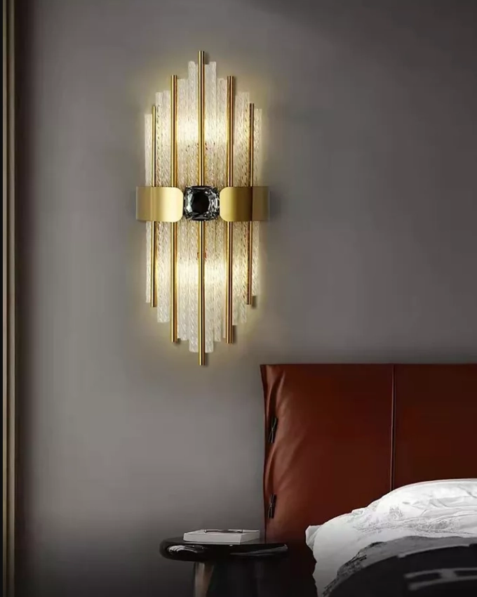 Textured Glass Gold Accent Wall Light - Gold