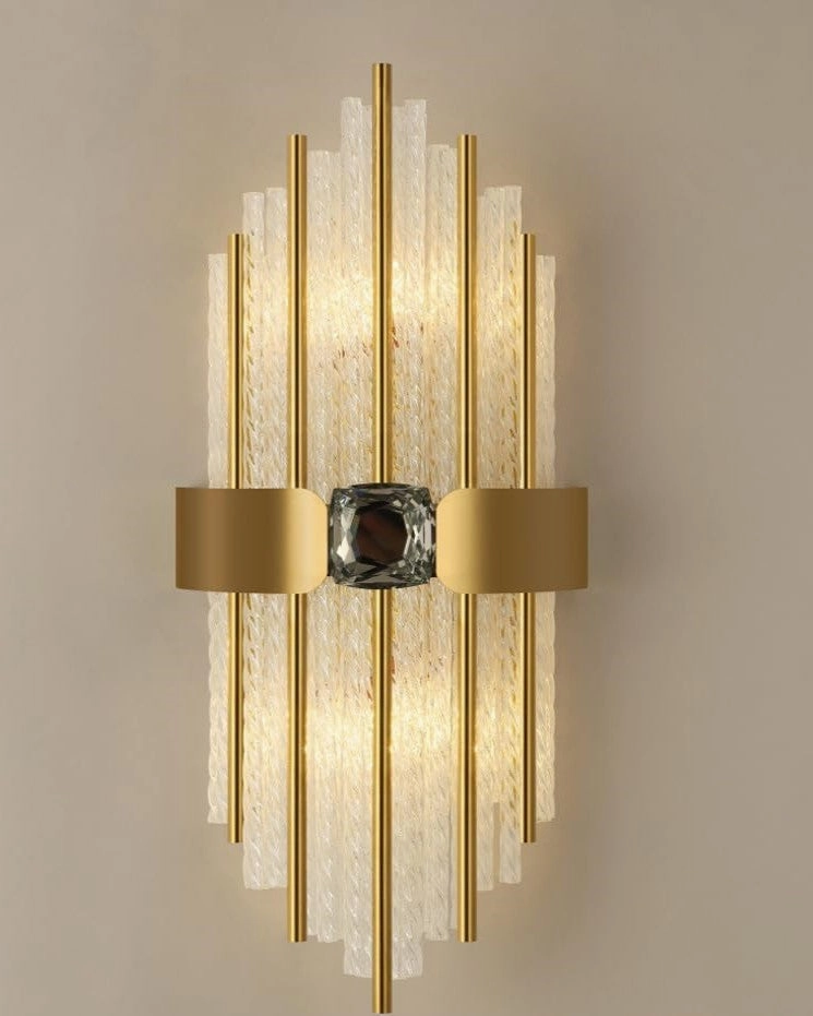 Textured Glass Gold Accent Wall Light - Gold