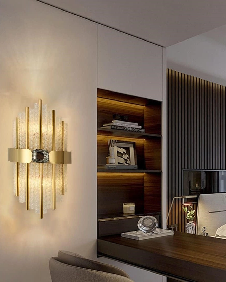 Textured Glass Gold Accent Wall Light - Gold