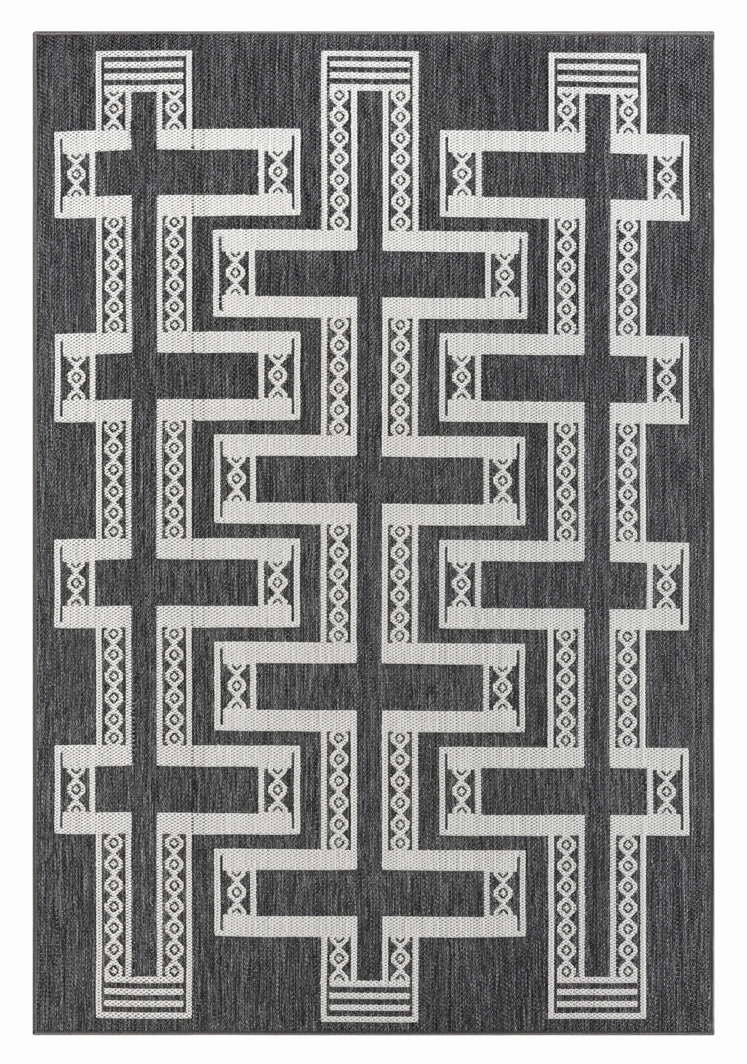 Teyona Charcoal and Ivory Tribal Flatweave Indoor Outdoor Rugmodern color block patchwork rug