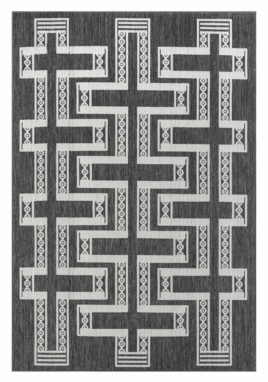 Teyona Charcoal and Ivory Tribal Flatweave Indoor Outdoor Rugmodern color block patchwork rug