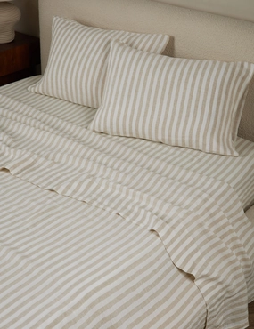 Thayer Striped European Flax Linen? Sheet Setbedding sets ,throw blankets 