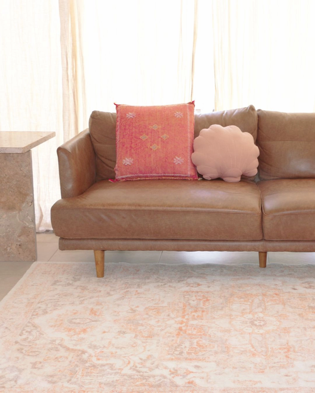 Theodora Orange and Beige Distressed Washable Rug *NO RETURNS UNLESS FAULTY