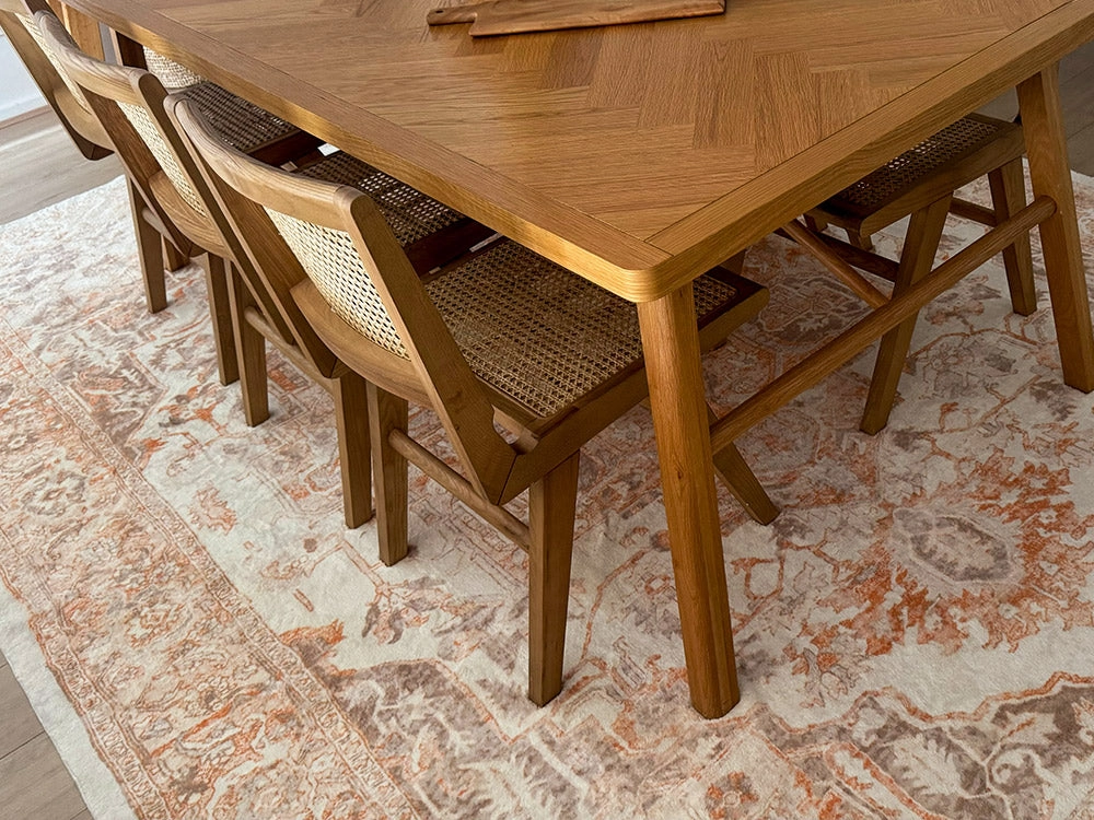 Theodora Orange and Beige Distressed Washable Rug *NO RETURNS UNLESS FAULTY