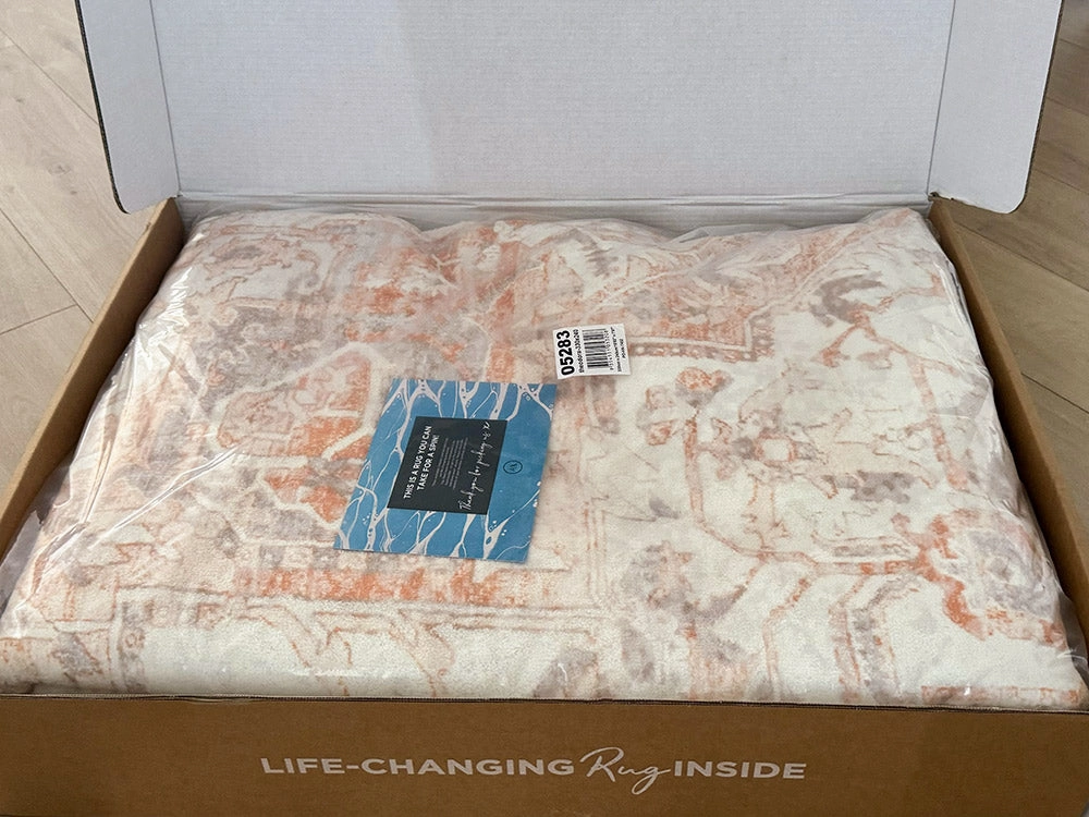 Theodora Orange and Beige Distressed Washable Rug *NO RETURNS UNLESS FAULTY