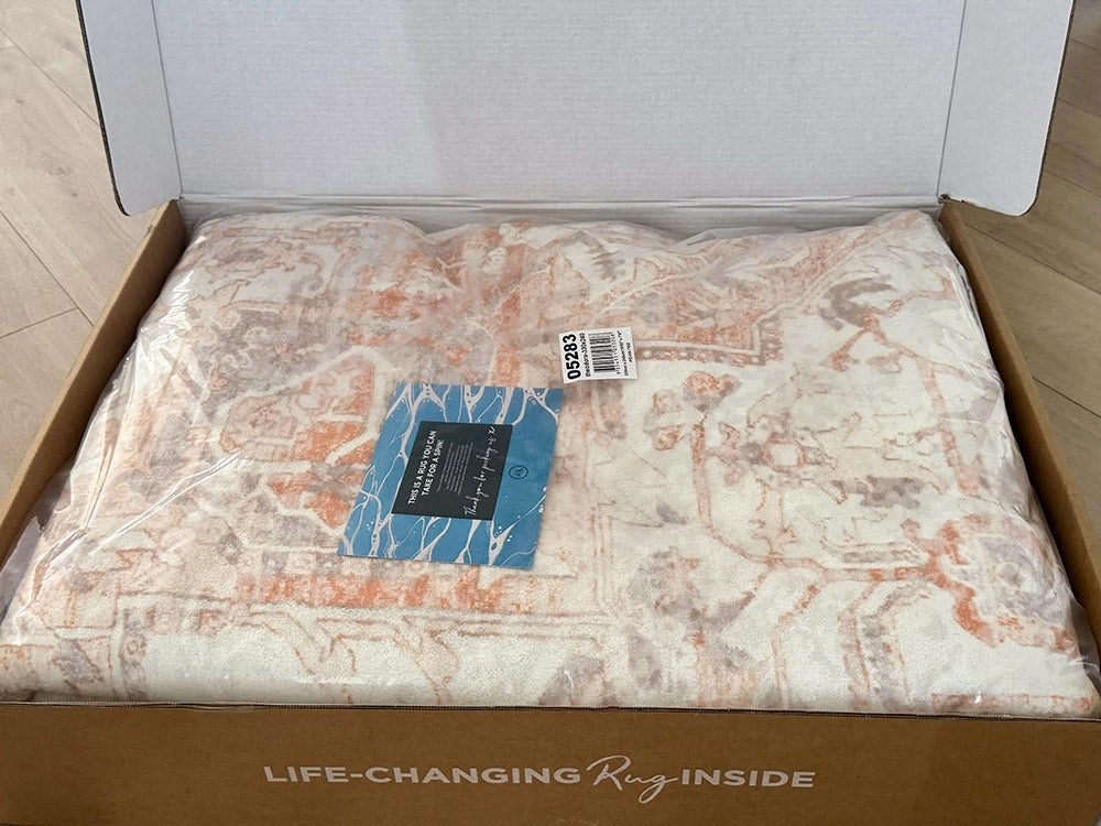 Theodora Orange and Beige Distressed Washable Rug *NO RETURNS UNLESS FAULTY