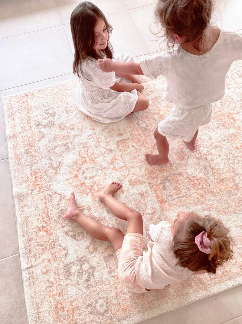Theodora Orange and Beige Distressed Washable Rug *NO RETURNS UNLESS FAULTY
