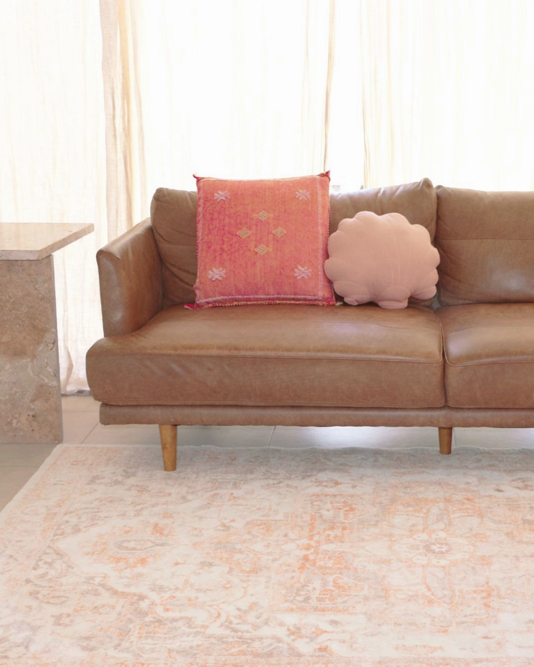 Theodora Orange and Beige Distressed Washable Rug *NO RETURNS UNLESS FAULTY