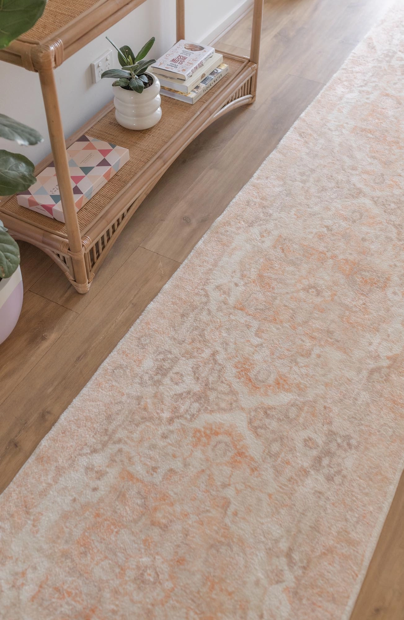 Theodora Orange and Beige Distressed Washable Runner Rug *NO RETURNS UNLESS FAULTY