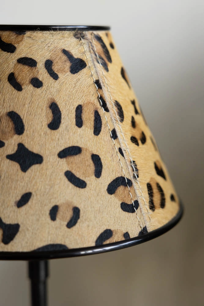 Thin Table Lamp With Leopard Shade