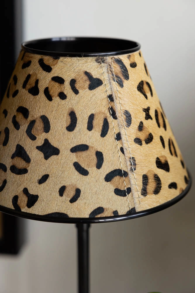 Thin Table Lamp With Leopard Shade