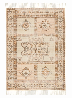 Tiana Brown and Beige Tribal Picnic Rugmodern color block patchwork rug