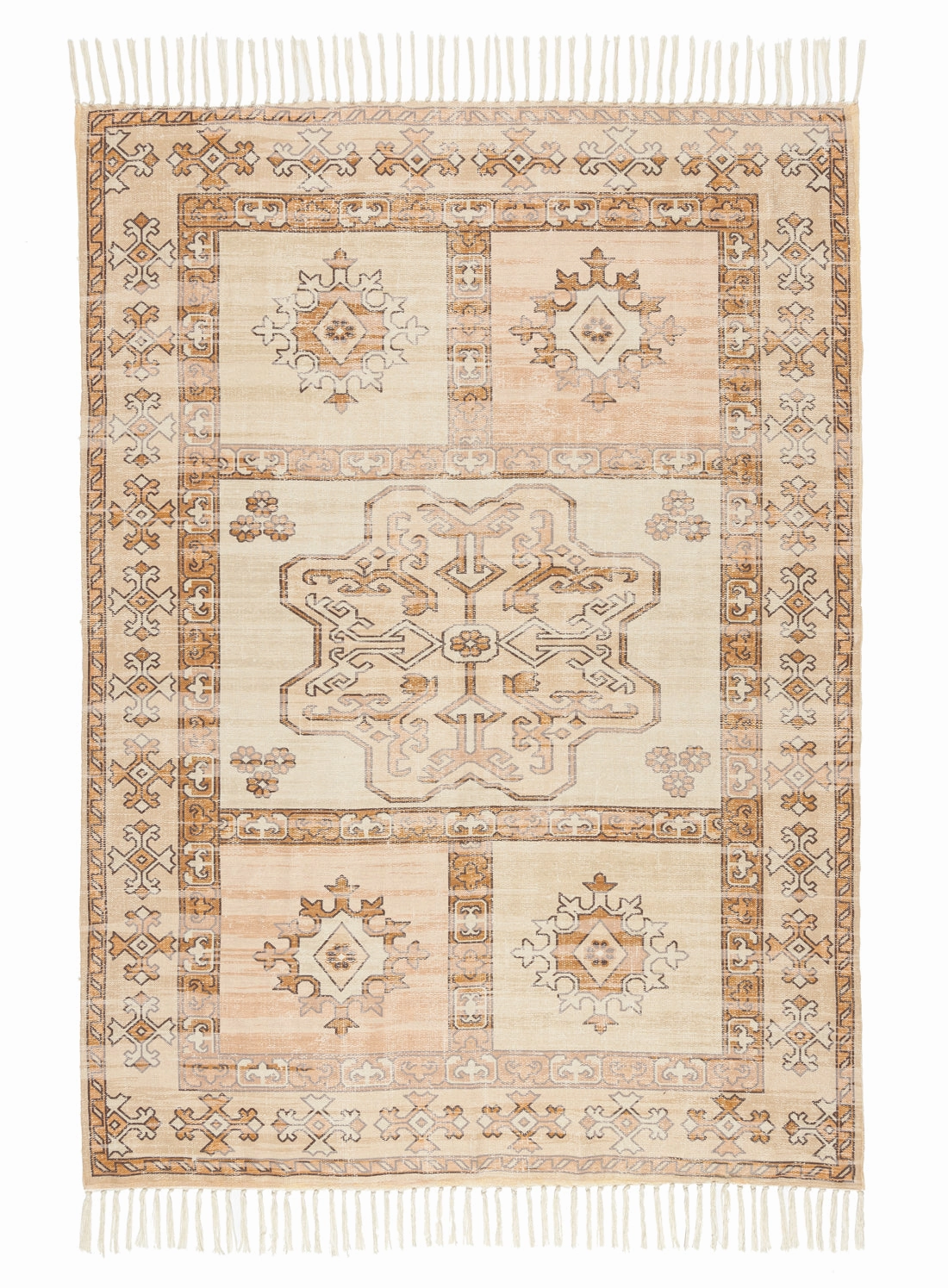 Tiana Brown and Beige Tribal Picnic Rugmodern color block patchwork rug