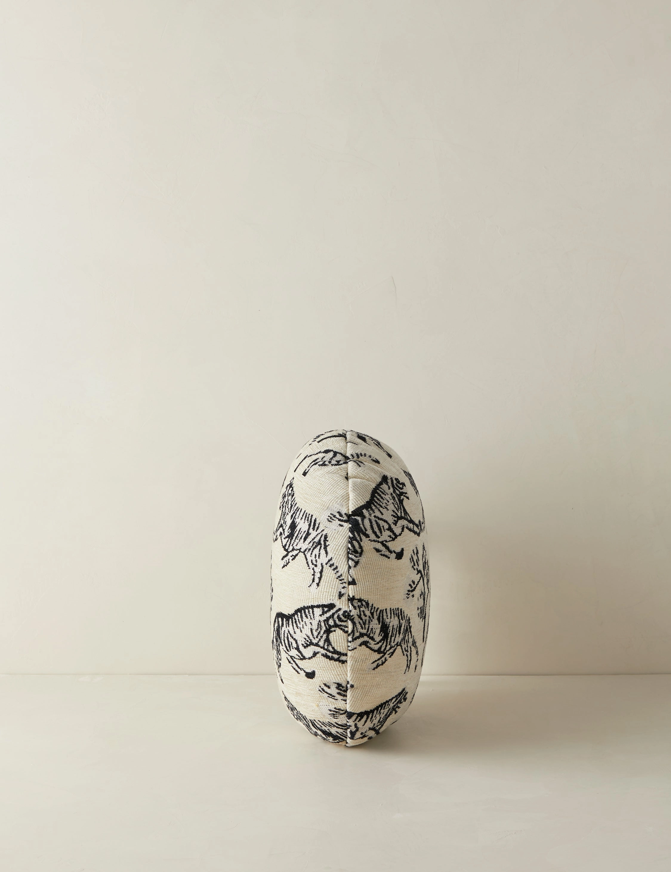 Tiger Jacquard Round Pillow by Sarah Sherman Samuel