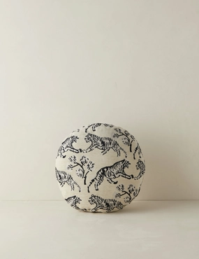 Tiger Jacquard Round Pillow by Sarah Sherman Samuelbedding sets ,throw blankets 