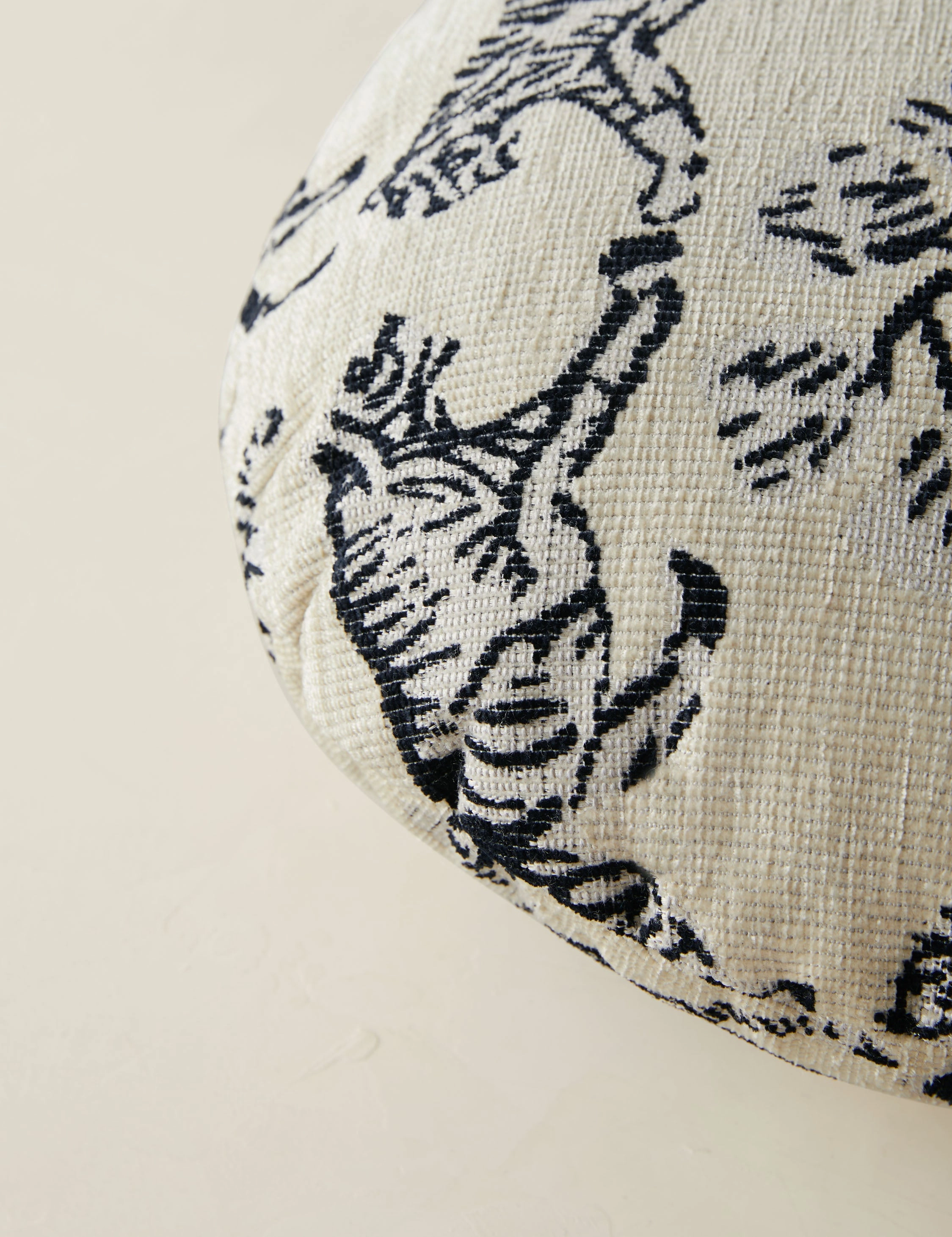 Tiger Jacquard Round Pillow by Sarah Sherman Samuel