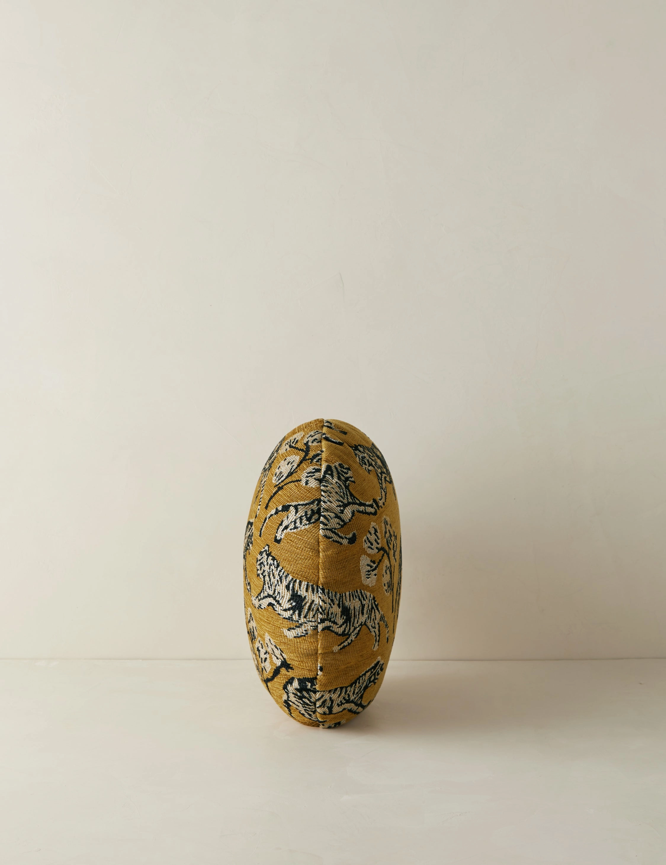 Tiger Jacquard Round Pillow by Sarah Sherman Samuel