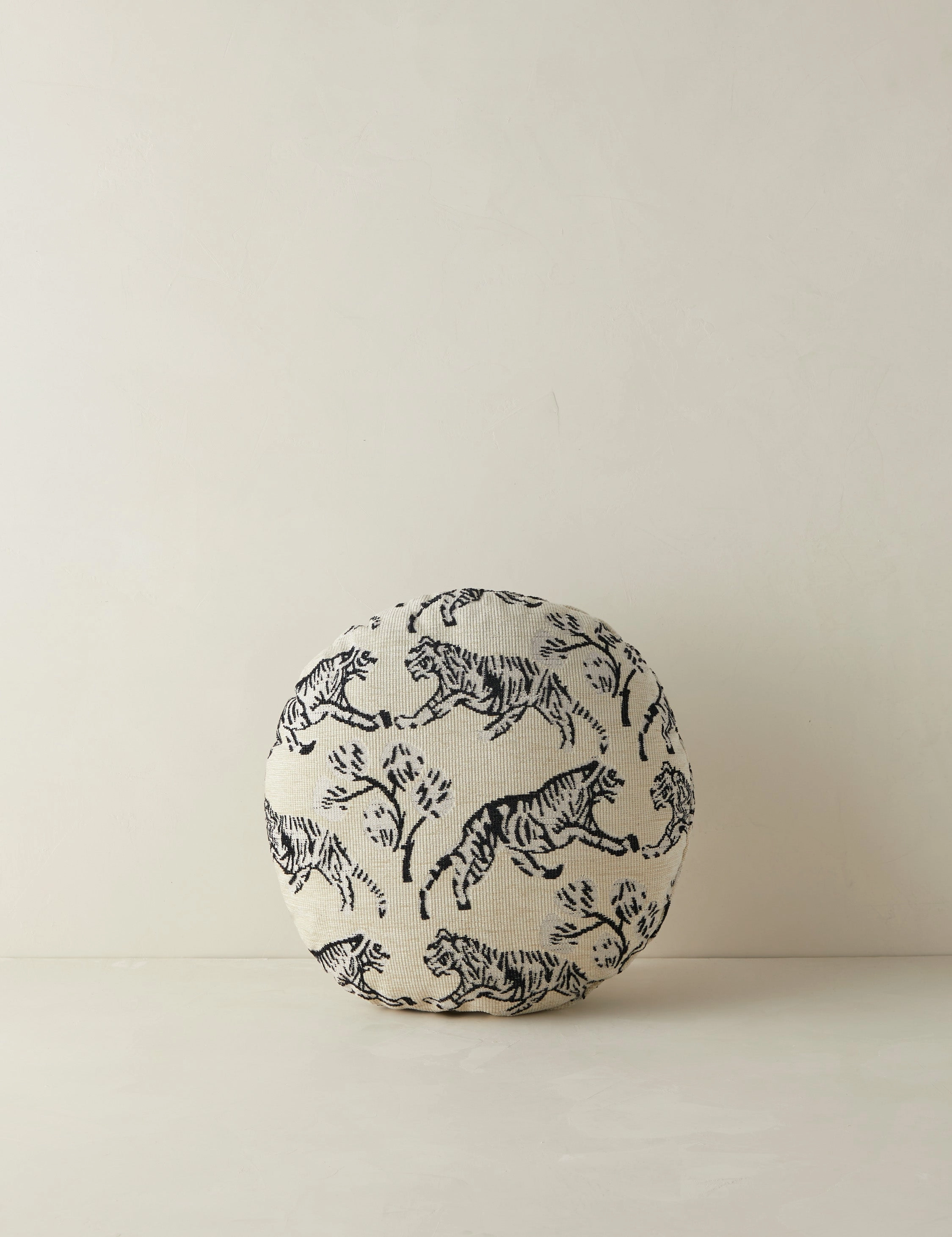 Tiger Jacquard Round Pillow by Sarah Sherman Samuelbedding sets ,throw blankets 