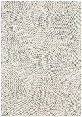 Tilde Charcoal and Ivory Striped Modern Wool Rugmodern color block patchwork rug