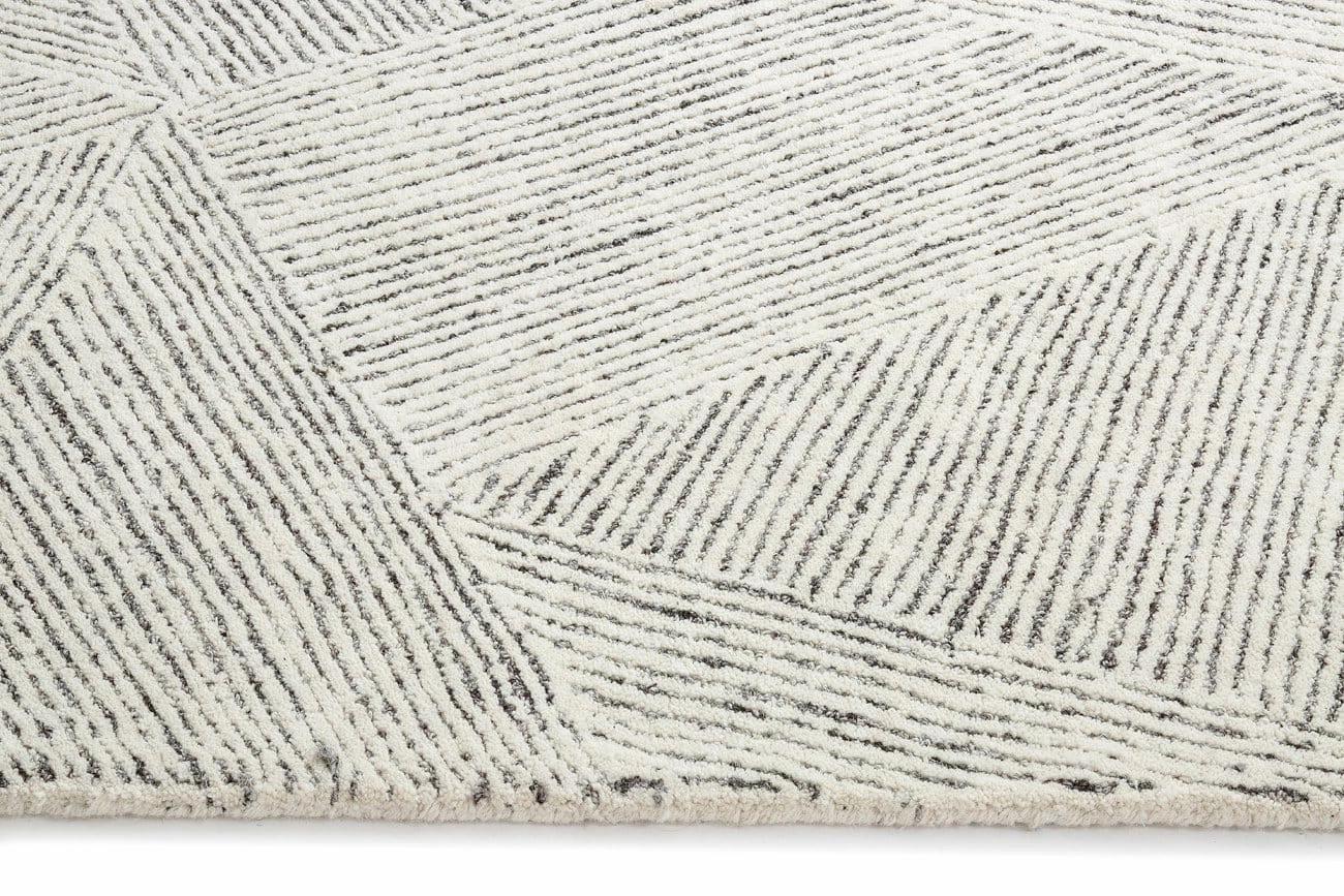 Tilde Charcoal and Ivory Striped Modern Wool Rug