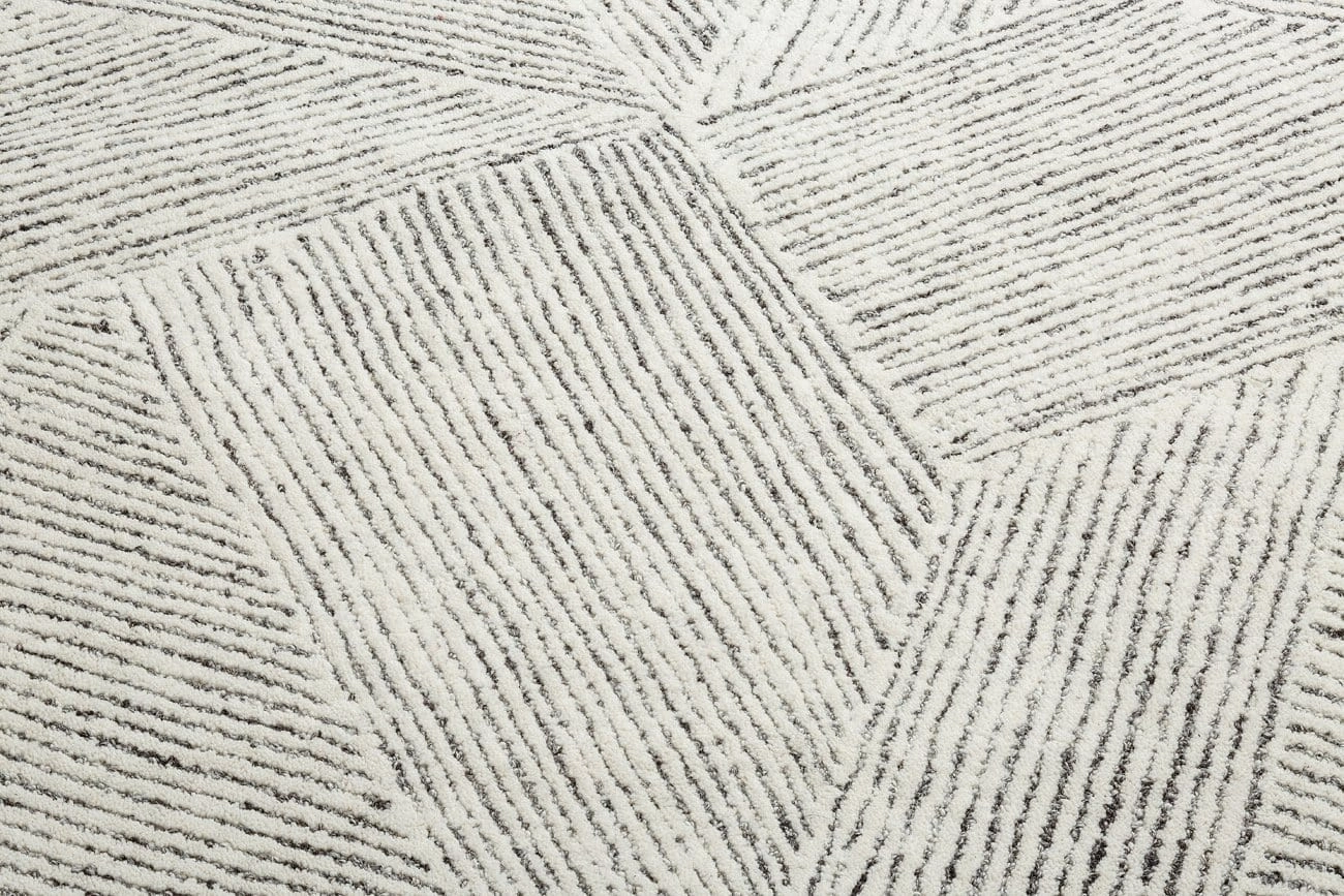 Tilde Charcoal and Ivory Striped Modern Wool Rug
