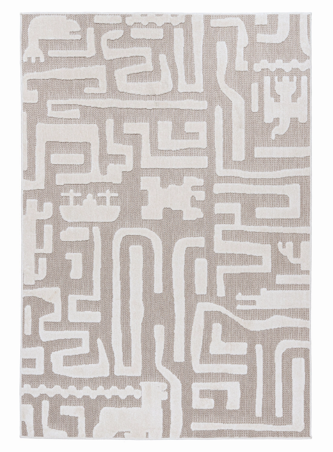 Tilly Beige and Ivory Tribal Indoor Outdoor Rug *NO RETURNS UNLESS FAULTYmodern color block patchwork rug