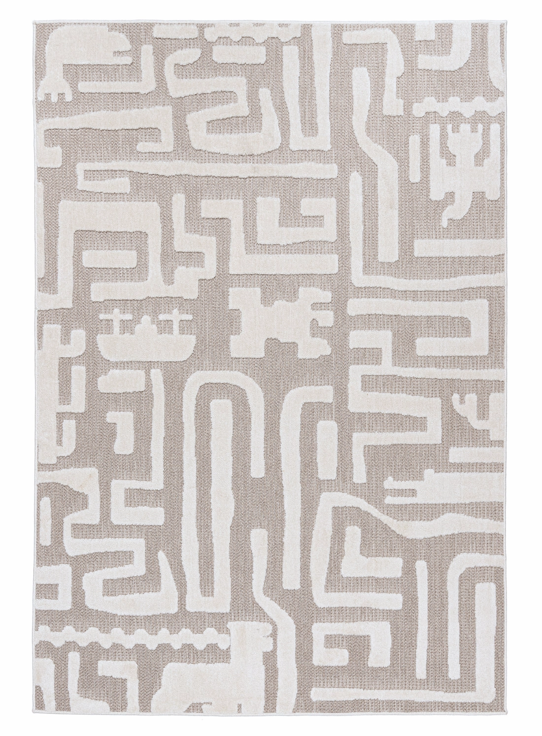 Tilly Beige and Ivory Tribal Indoor Outdoor Rug *NO RETURNS UNLESS FAULTYmodern color block patchwork rug