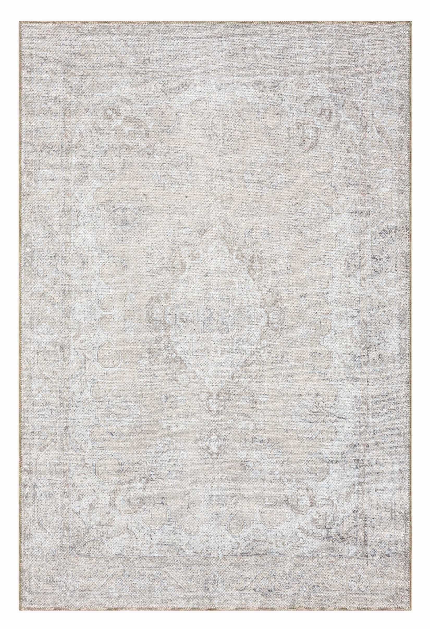 Tinka Beige and Grey Traditional Distressed Washable Rugmodern color block patchwork rug
