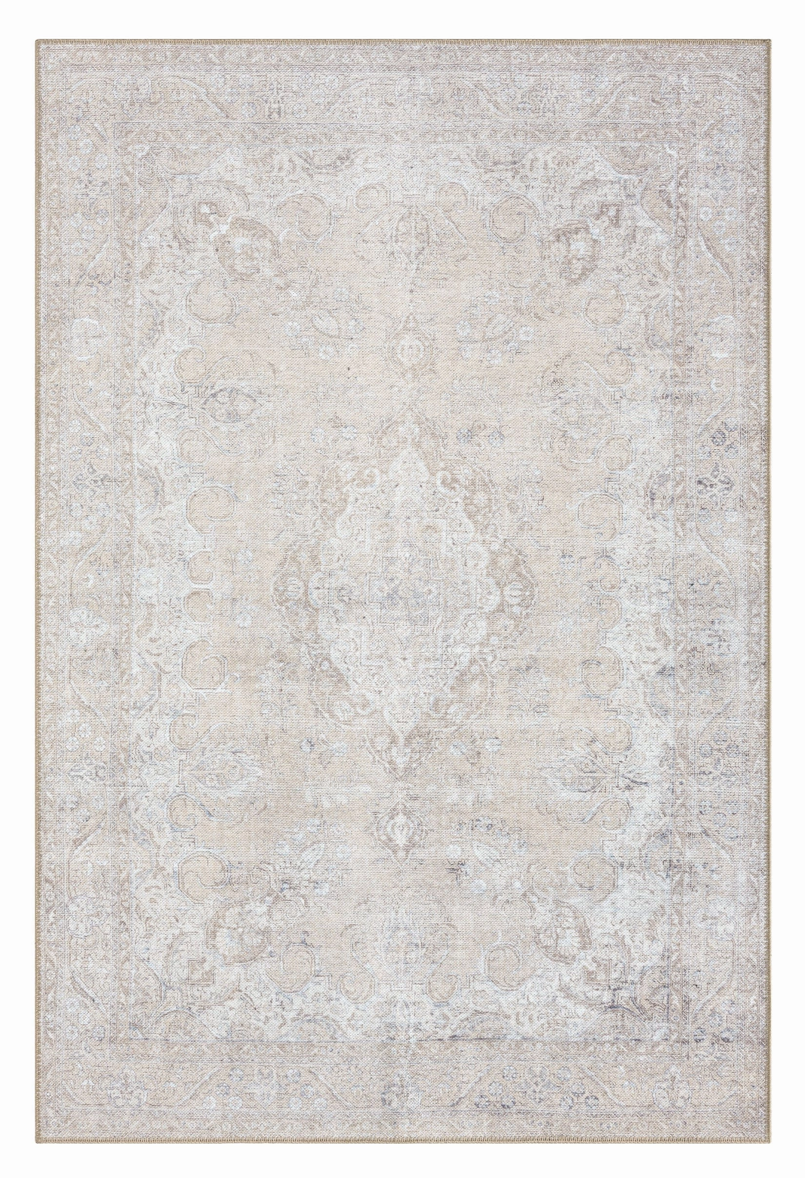 Tinka Beige and Grey Traditional Distressed Washable Rugmodern color block patchwork rug