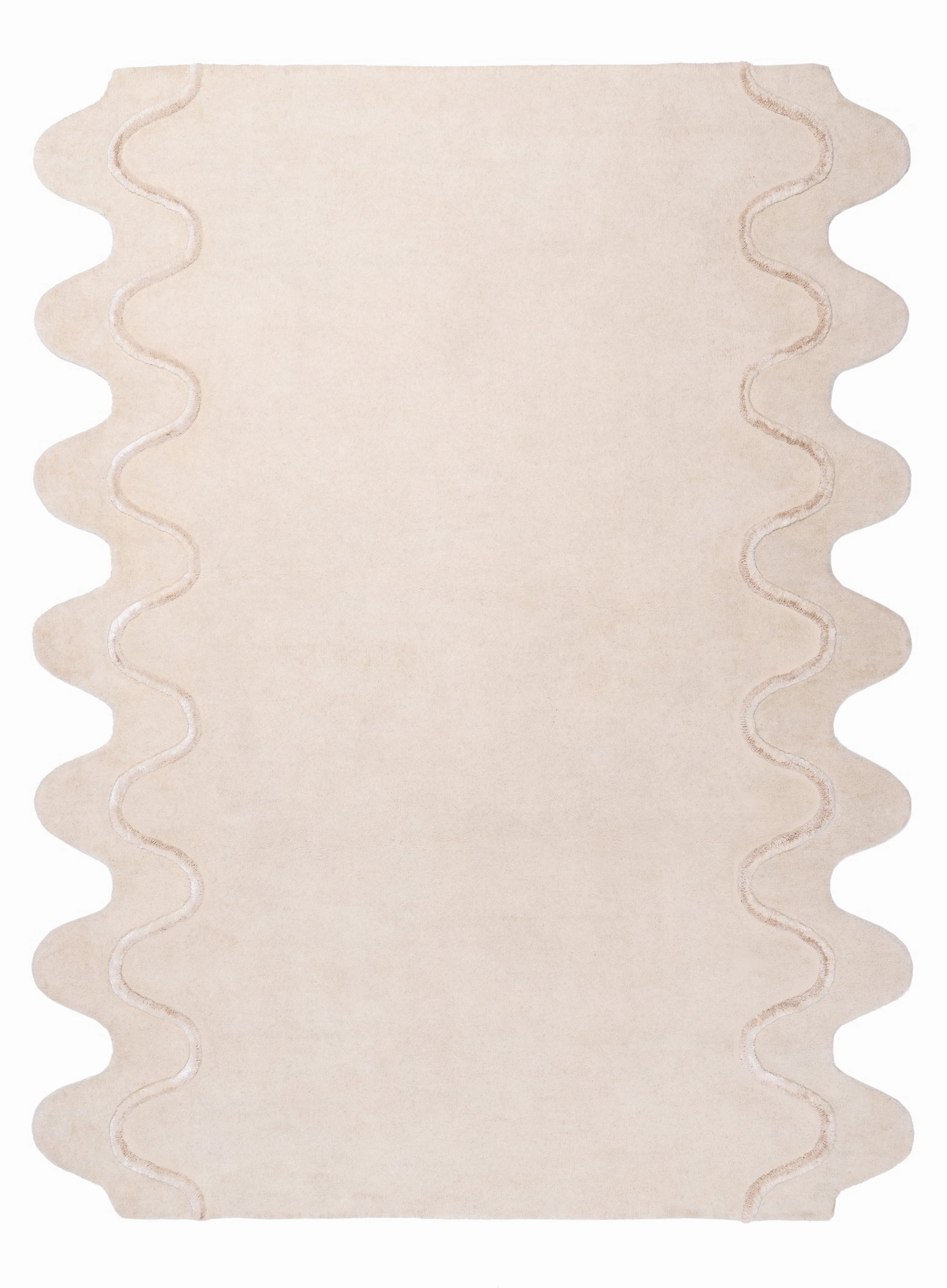 Tippy Cream Scalloped Handmade Wool Rugmodern color block patchwork rug