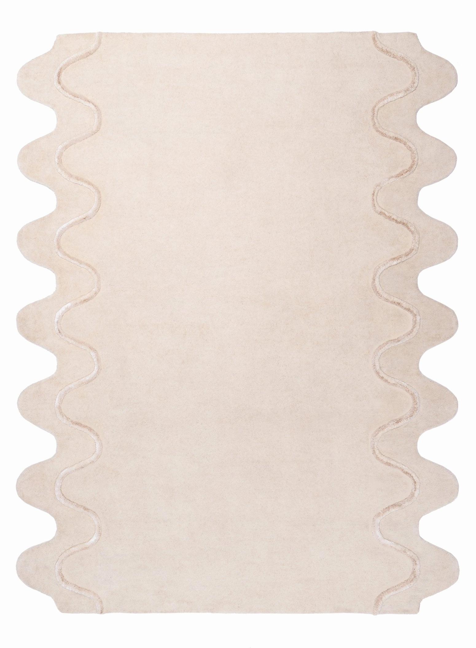 Tippy Cream Scalloped Handmade Wool Rugmodern color block patchwork rug