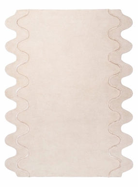 Tippy Cream Scalloped Handmade Wool Rugmodern color block patchwork rug