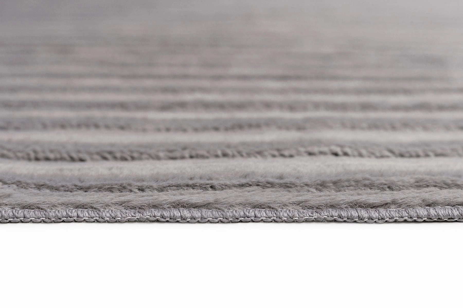 Tonca Grey Striped Washable Faux Fur Rug