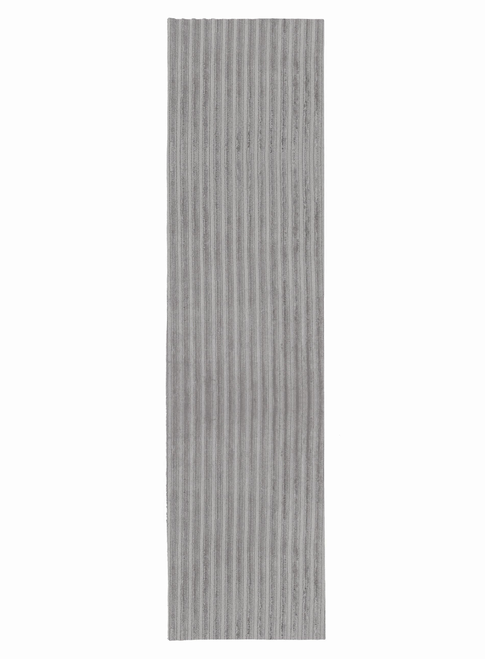 Tonca Grey Striped Washable Faux Fur Runner Rugmodern color block patchwork rug