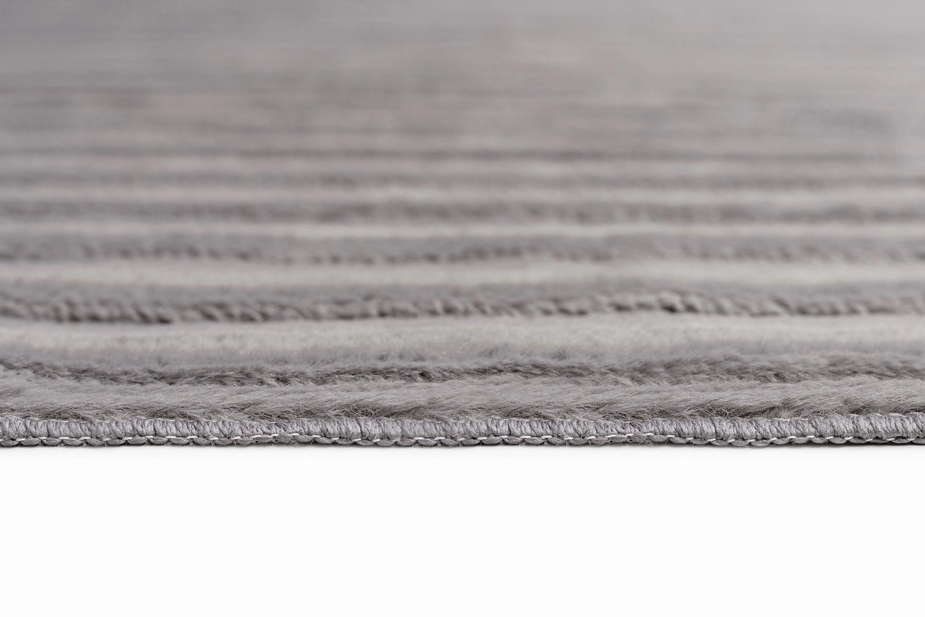 Tonca Grey Striped Washable Faux Fur Runner Rug