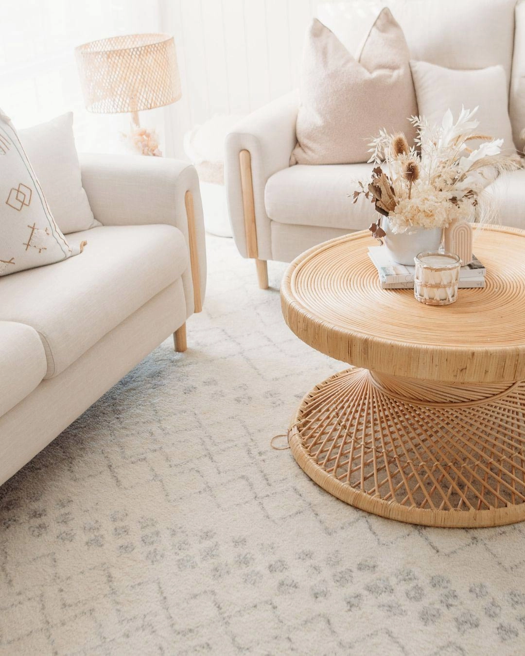 Toni Ivory and Grey Tribal Diamond Rug