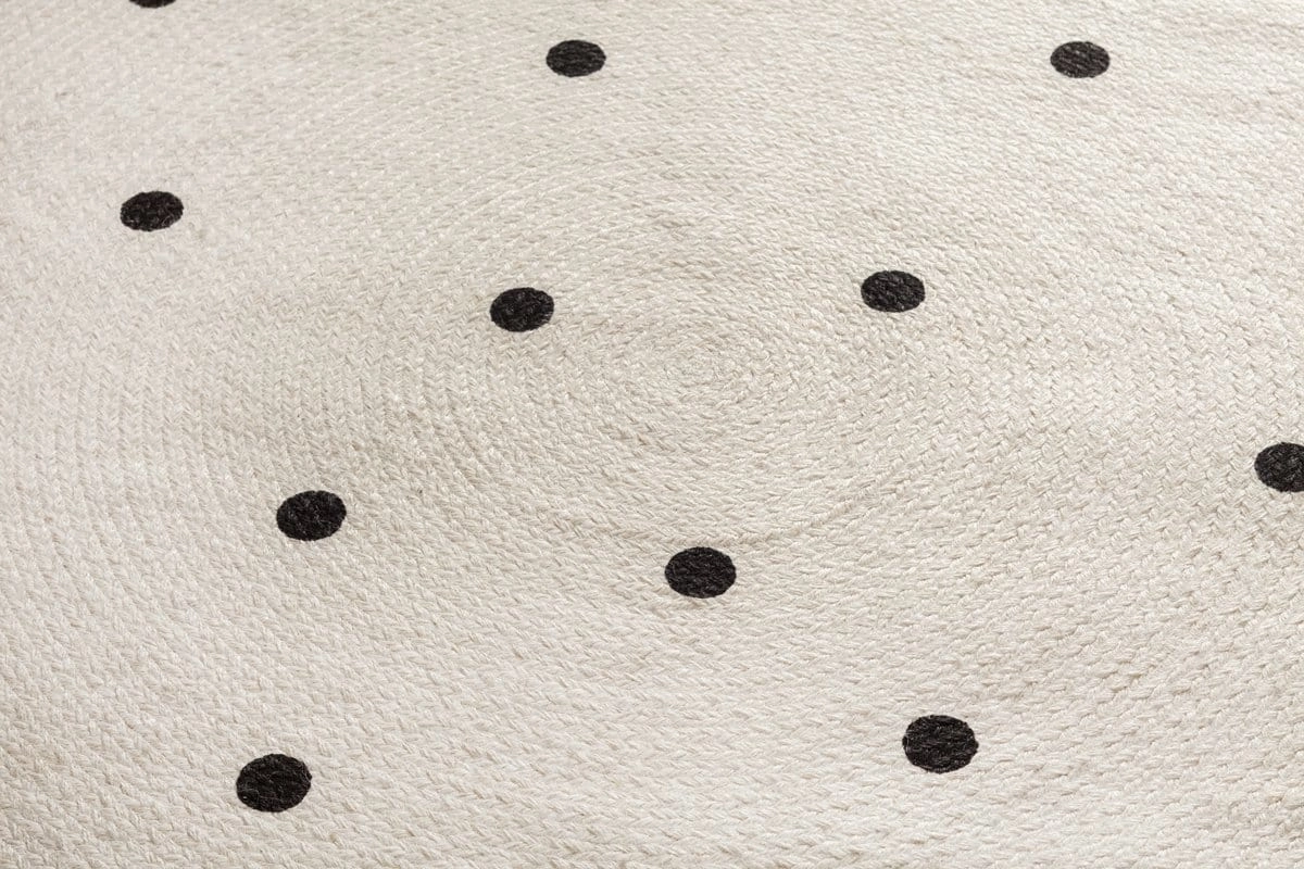 Totit Beige and Black Spotted Round Jute Rug *NO RETURNS UNLESS FAULTY