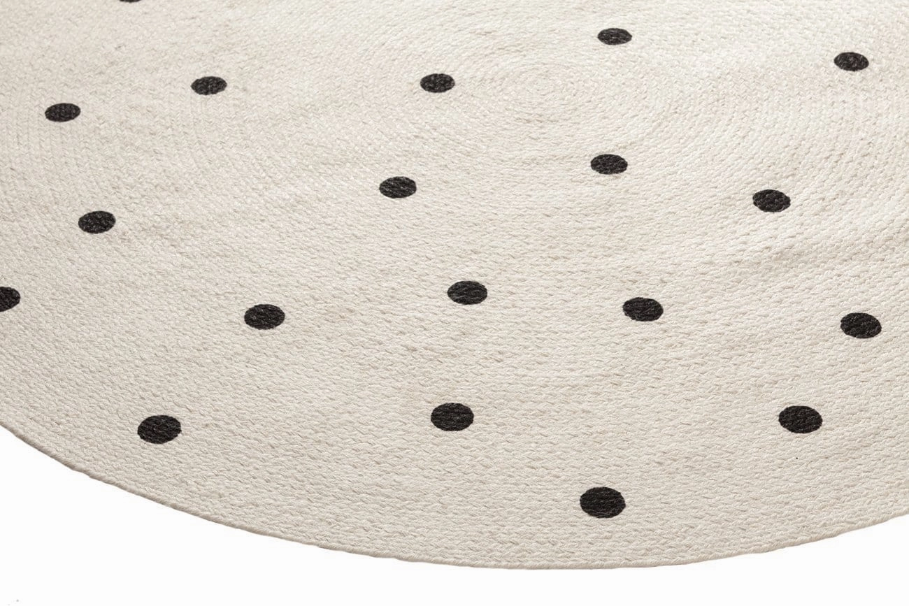 Totit Beige and Black Spotted Round Jute Rug *NO RETURNS UNLESS FAULTY