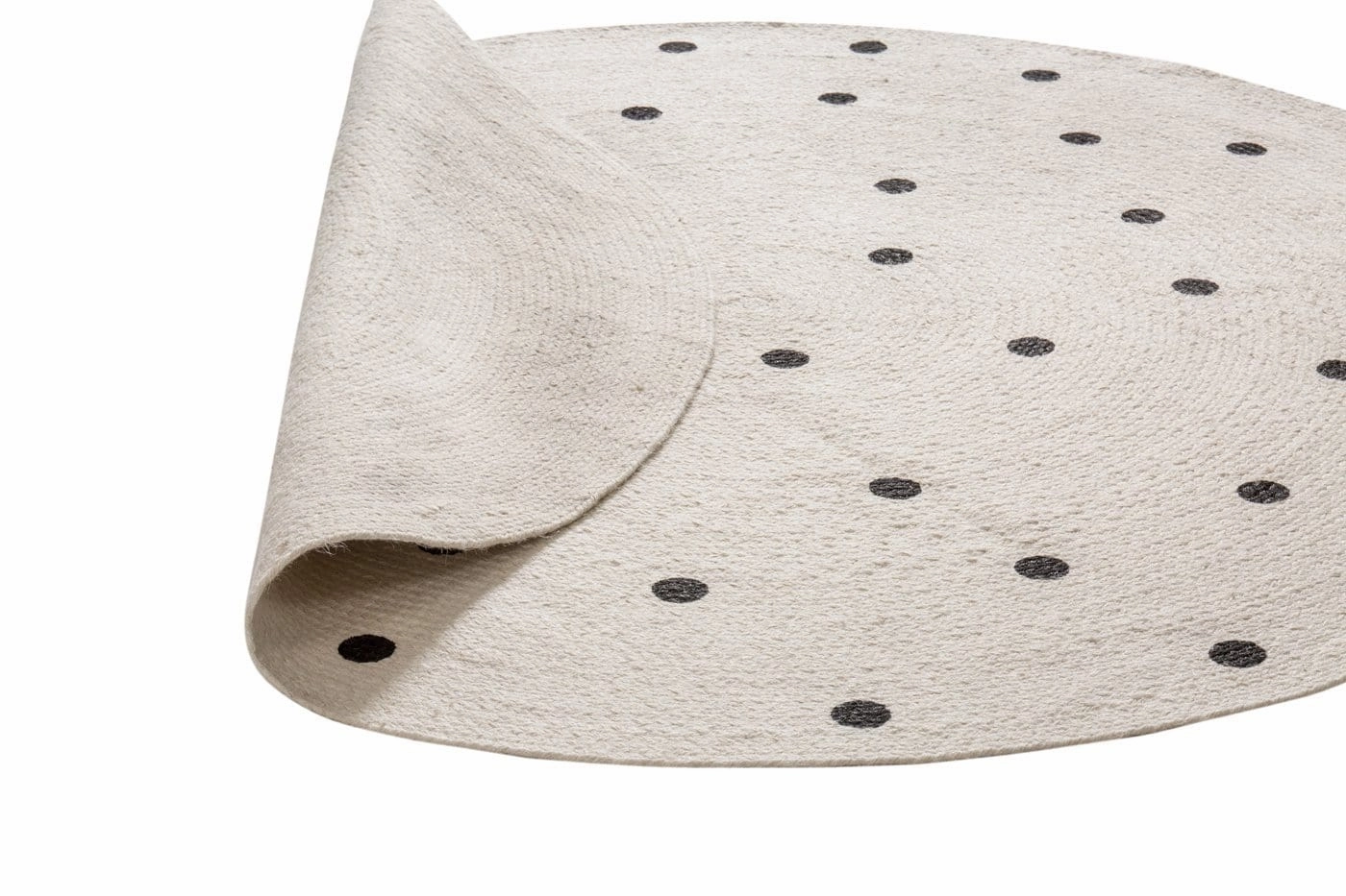 Totit Beige and Black Spotted Round Jute Rug *NO RETURNS UNLESS FAULTY