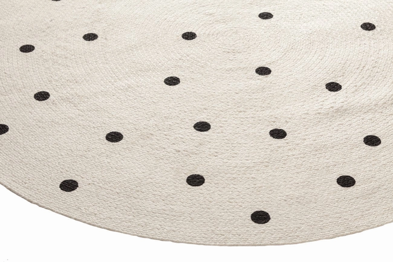 Totit Beige and Black Spotted Round Jute Rug *NO RETURNS UNLESS FAULTY